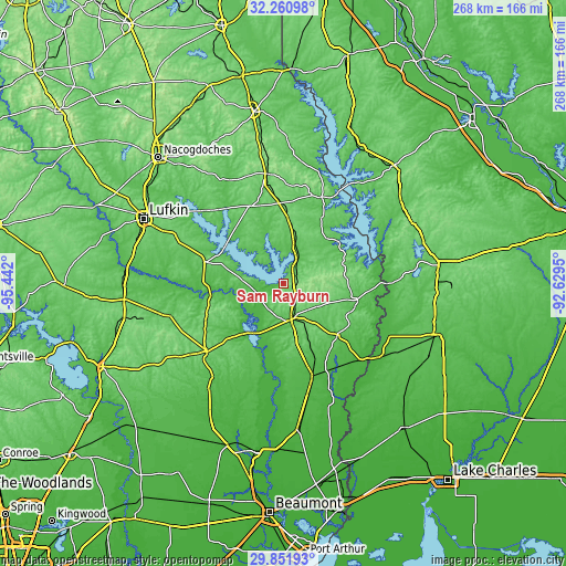 Topographic map of Sam Rayburn