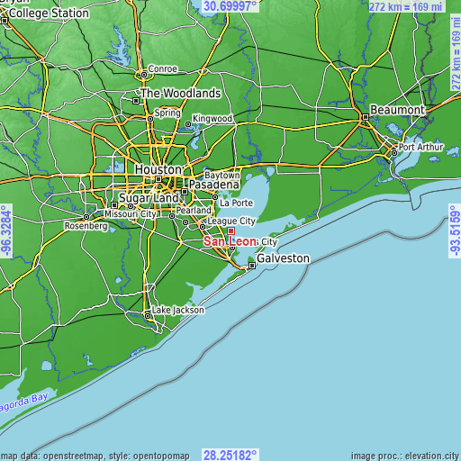 Topographic map of San Leon