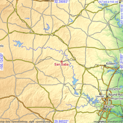 Topographic map of San Saba