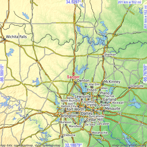 Topographic map of Sanger