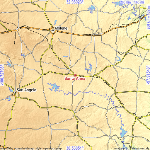 Topographic map of Santa Anna