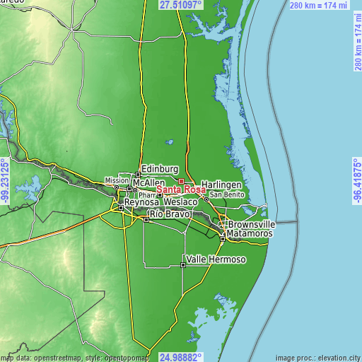 Topographic map of Santa Rosa
