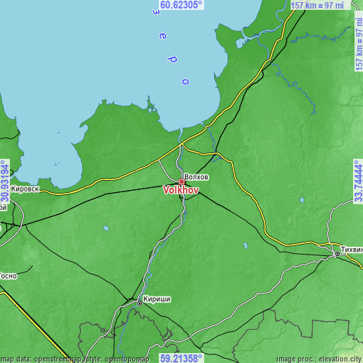 Topographic map of Volkhov