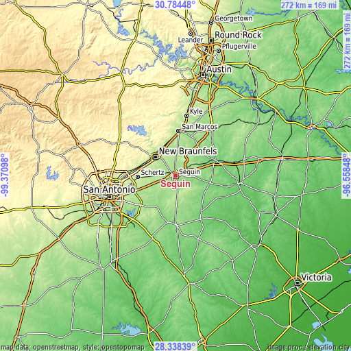 Topographic map of Seguin