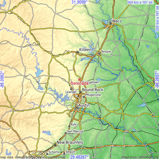 Topographic map of Serenada