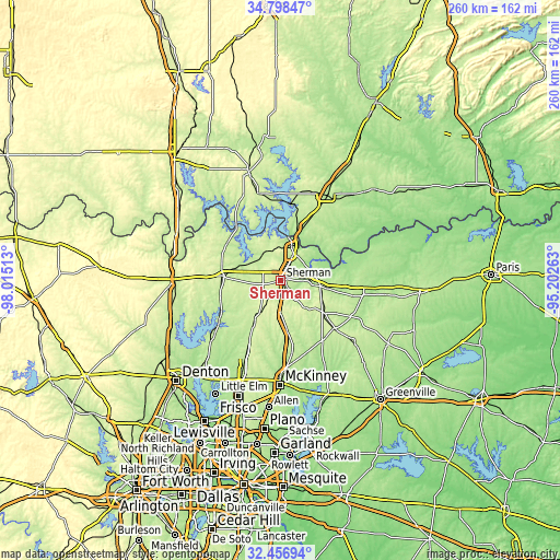 Topographic map of Sherman