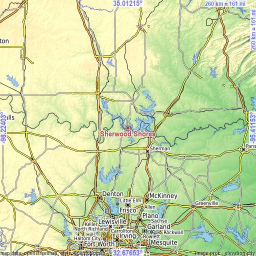 Topographic map of Sherwood Shores