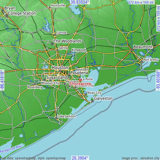 Topographic map of Shoreacres