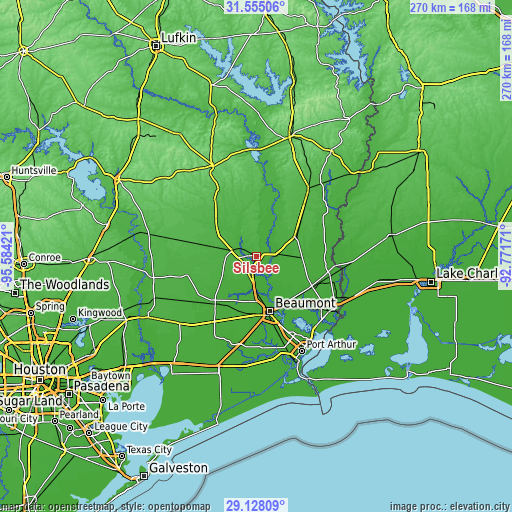 Topographic map of Silsbee