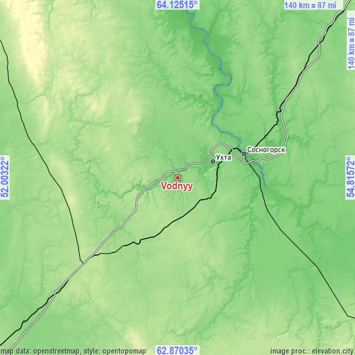 Topographic map of Vodnyy