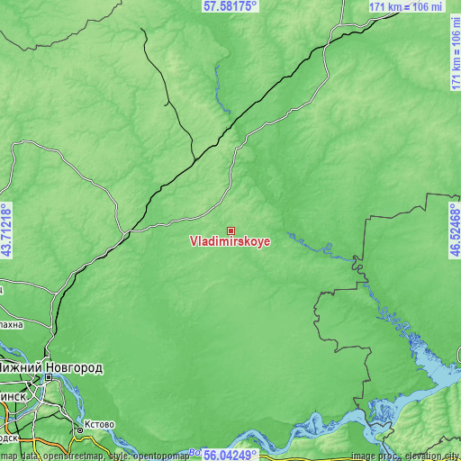 Topographic map of Vladimirskoye