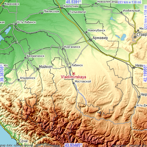 Topographic map of Vladimirskaya