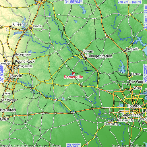 Topographic map of Somerville