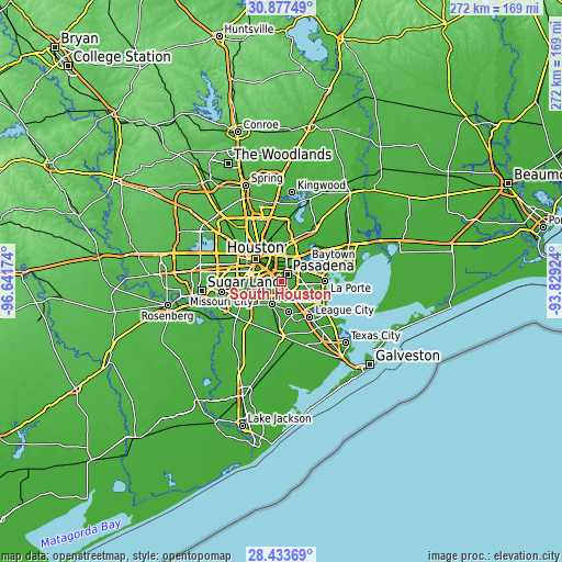 Topographic map of South Houston