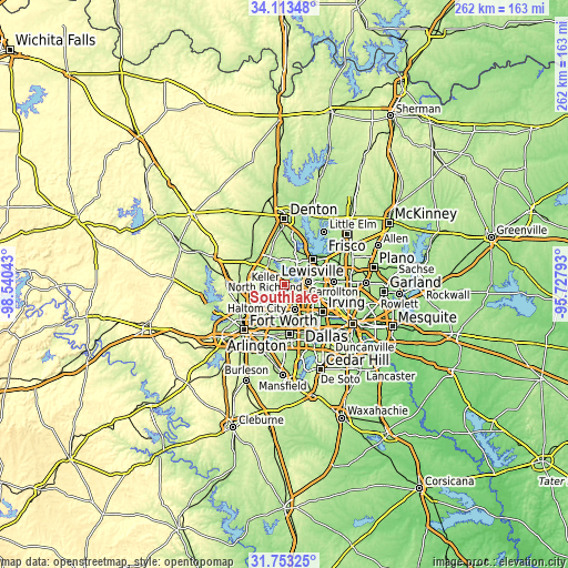 Topographic map of Southlake