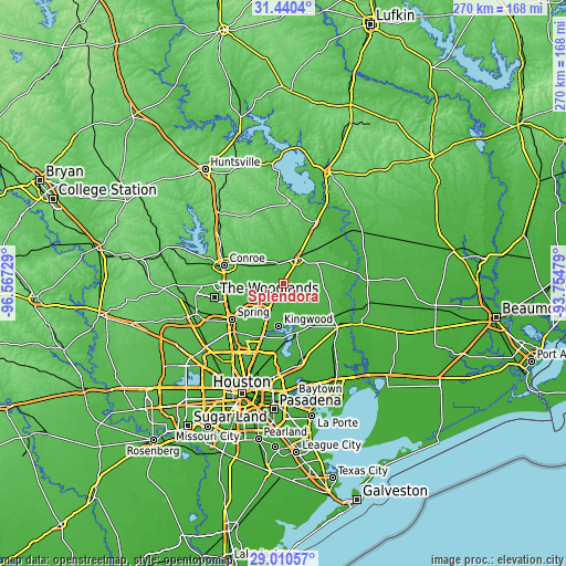 Topographic map of Splendora