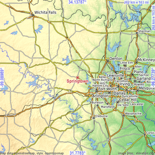 Topographic map of Springtown