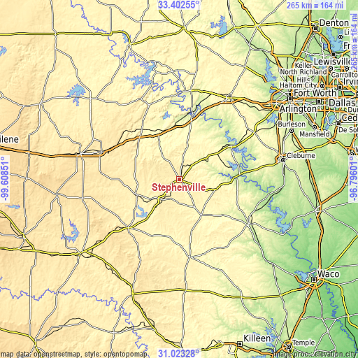 Topographic map of Stephenville