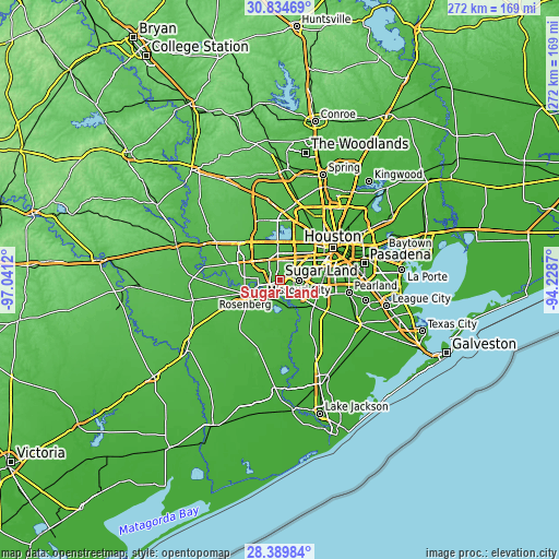 Topographic map of Sugar Land
