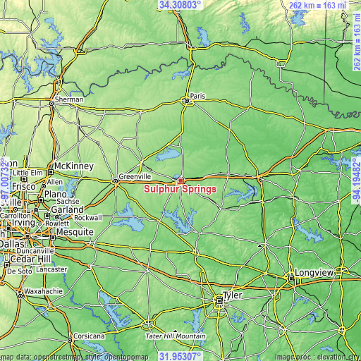 Topographic map of Sulphur Springs