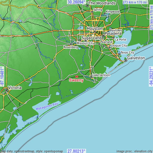 Topographic map of Sweeny