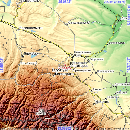 Topographic map of Vinsady