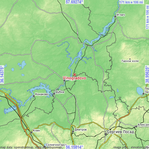 Topographic map of Vinogradovo