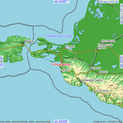 Topographic map of Vinogradnyy