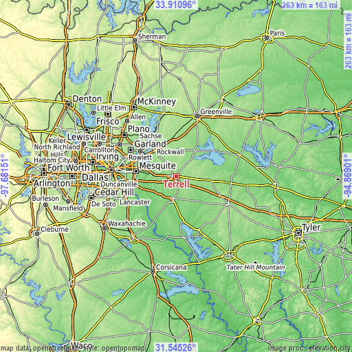 Topographic map of Terrell