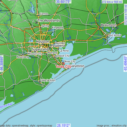 Topographic map of Texas City