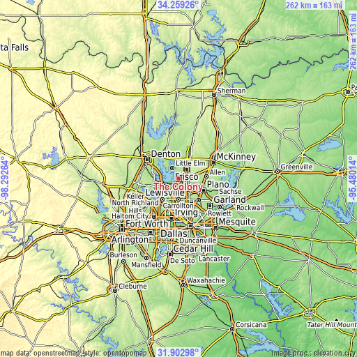 Topographic map of The Colony