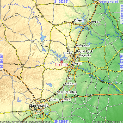 Topographic map of The Hills