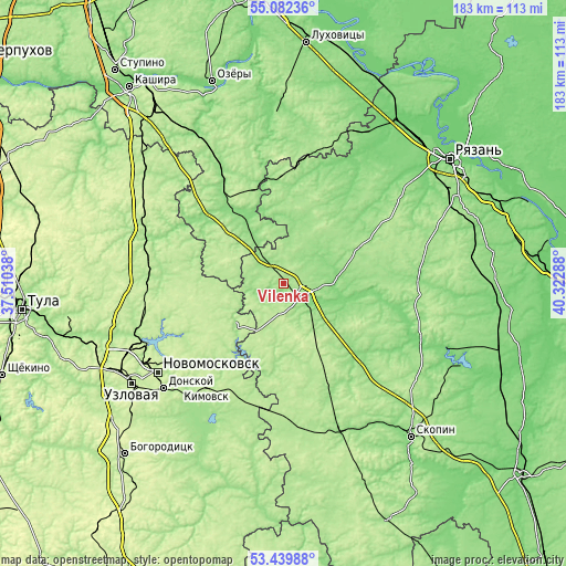 Topographic map of Vilenka