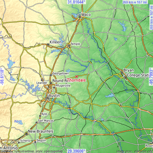 Topographic map of Thorndale