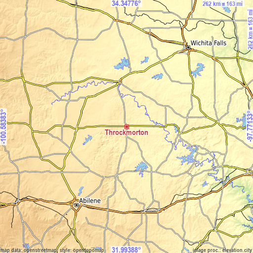 Topographic map of Throckmorton