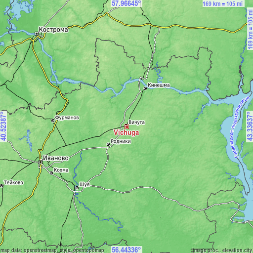 Topographic map of Vichuga