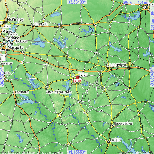 Topographic map of Tyler