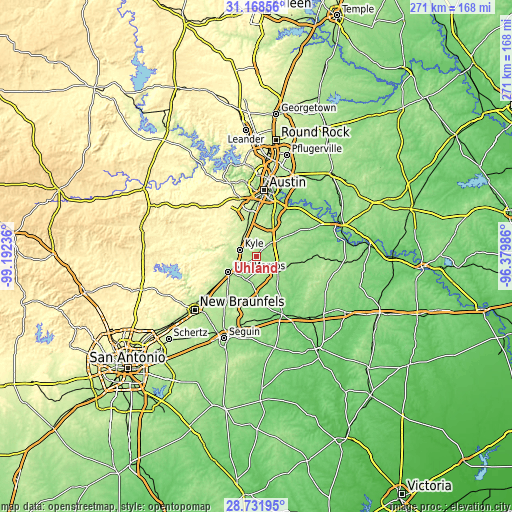 Topographic map of Uhland