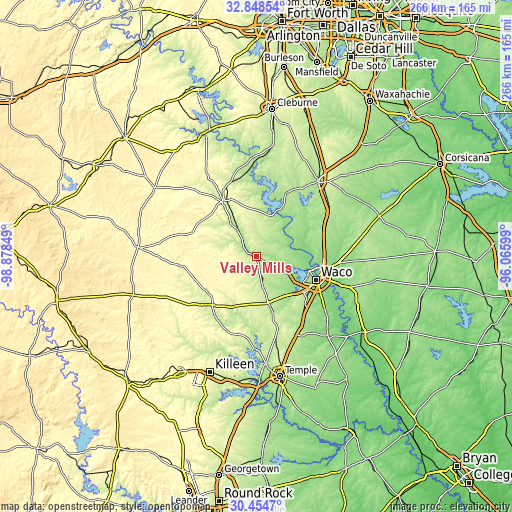 Topographic map of Valley Mills