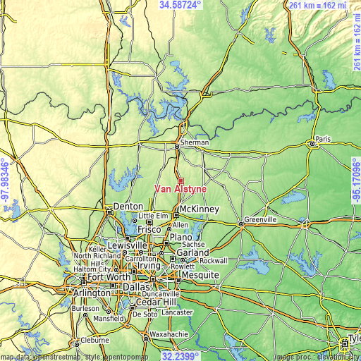 Topographic map of Van Alstyne