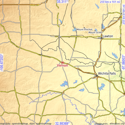 Topographic map of Vernon