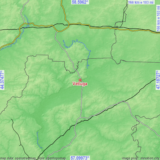 Topographic map of Vetluga