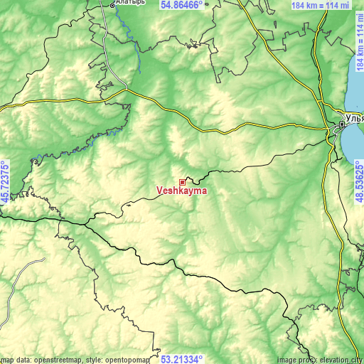 Topographic map of Veshkayma
