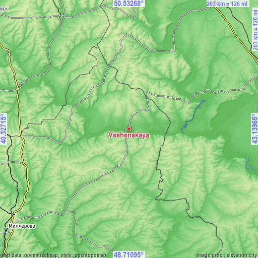 Topographic map of Veshenskaya