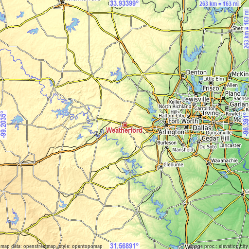 Topographic map of Weatherford