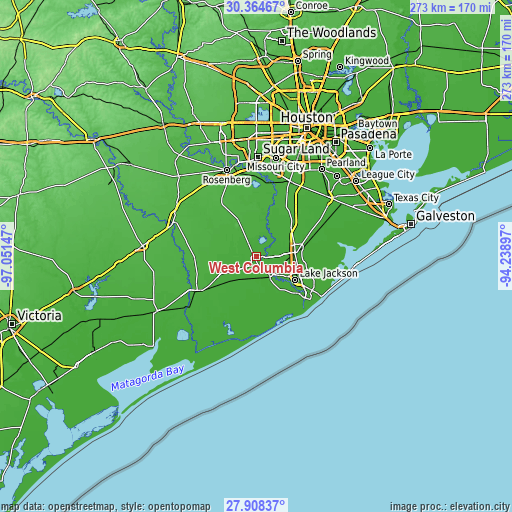 Topographic map of West Columbia