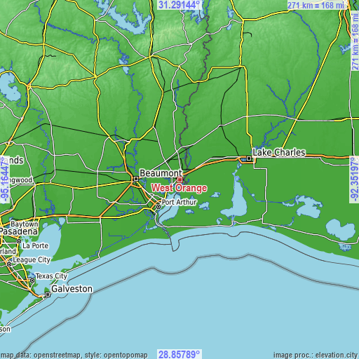 Topographic map of West Orange