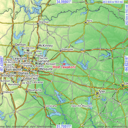 Topographic map of West Tawakoni