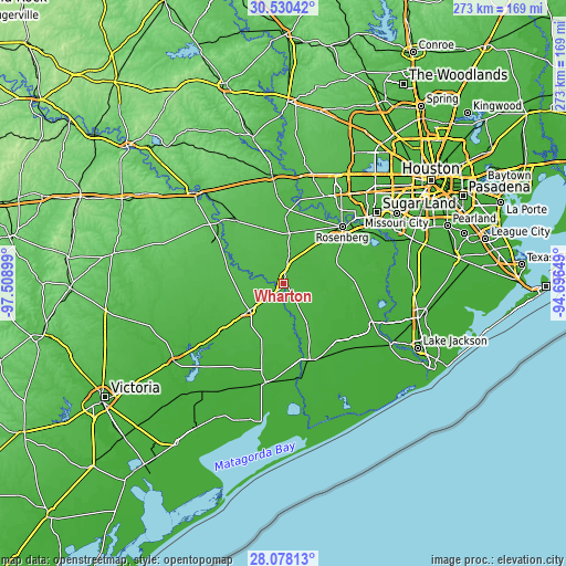 Topographic map of Wharton