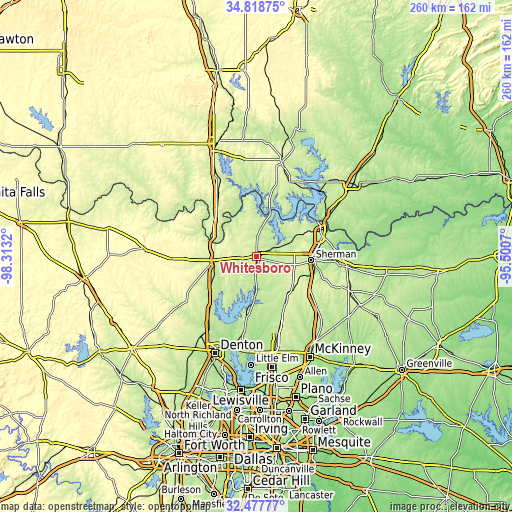 Topographic map of Whitesboro